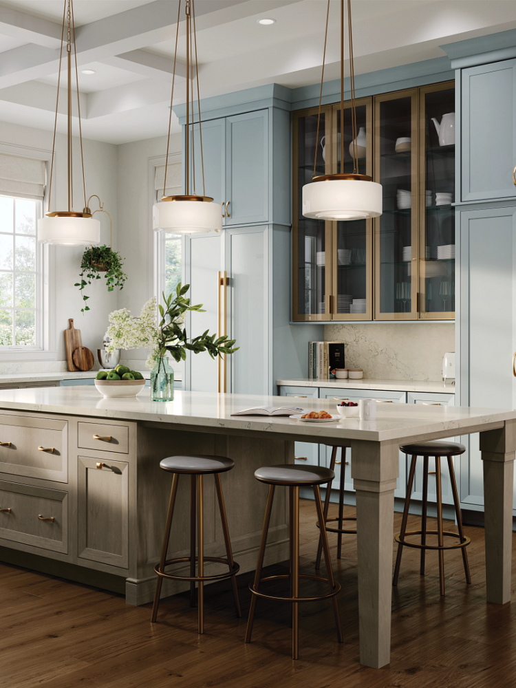 Kiba Studios kitchen with light blue cabinetry