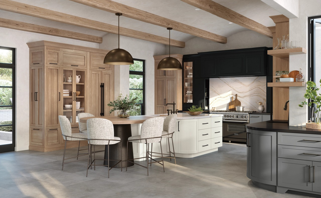 Kiba omega kitchen with gray tile flooring