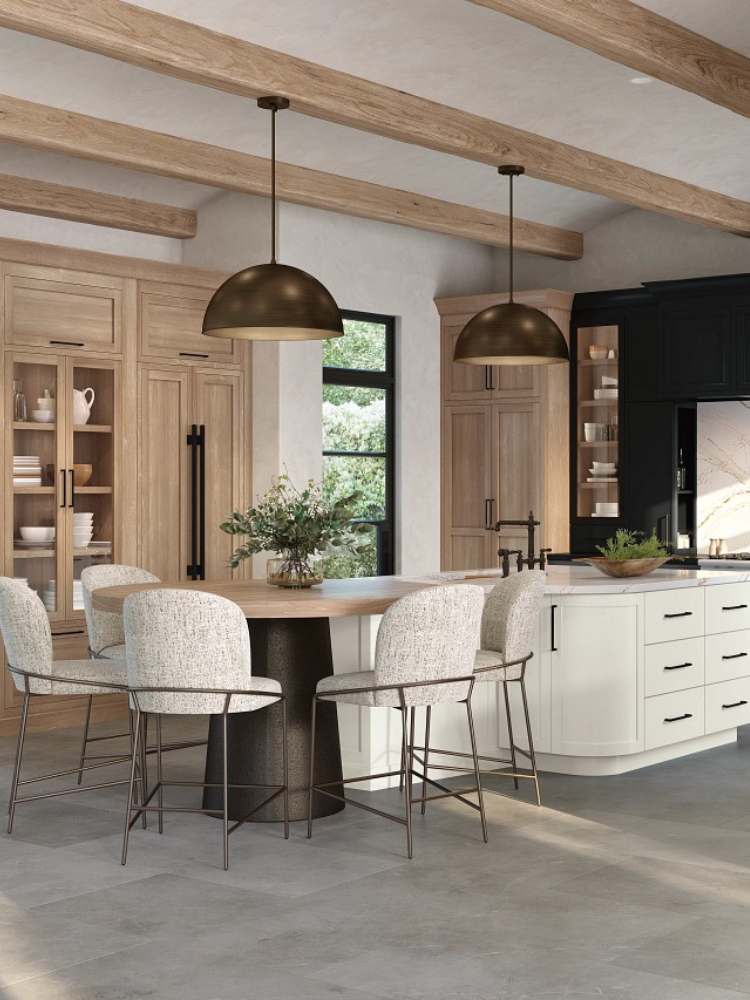 Kiba omega kitchen with gray tile flooring