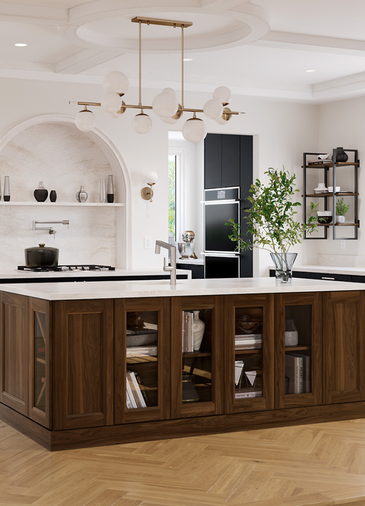 Custom wood cabinetry in a kitchen