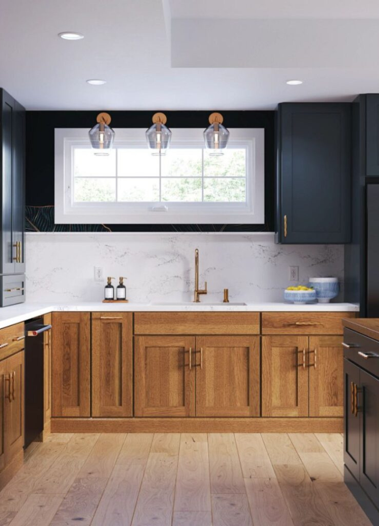 White and blue cabinetry at Kiba Studios in Longmont, CO